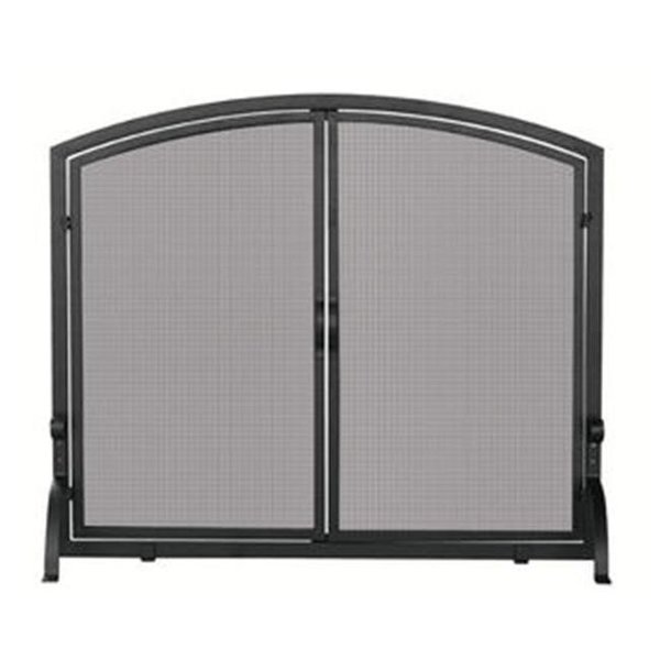 Uniflame S-1064 Single Panel Black Wrought Iron Screen With Doors- Large